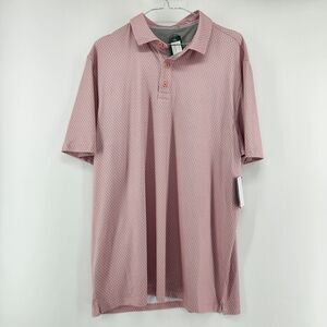 NWT Flag & Anthem Men's Coral Red Large Stateline Geo Dot Performance Polo Shirt